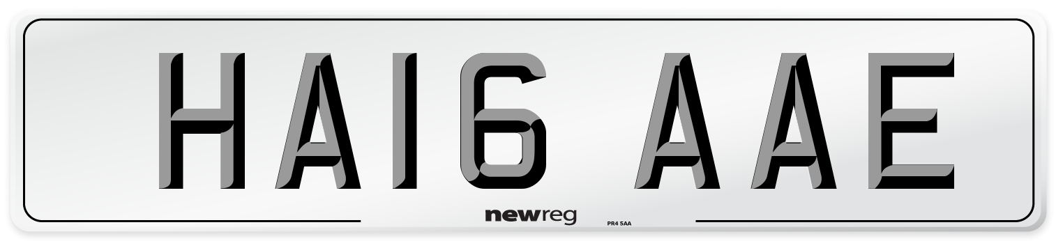 HA16 AAE Number Plate from New Reg
